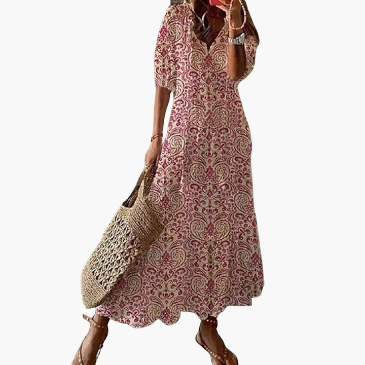 Avonelle | Women’s Printed Maxi Dress featuring Tassel Tie