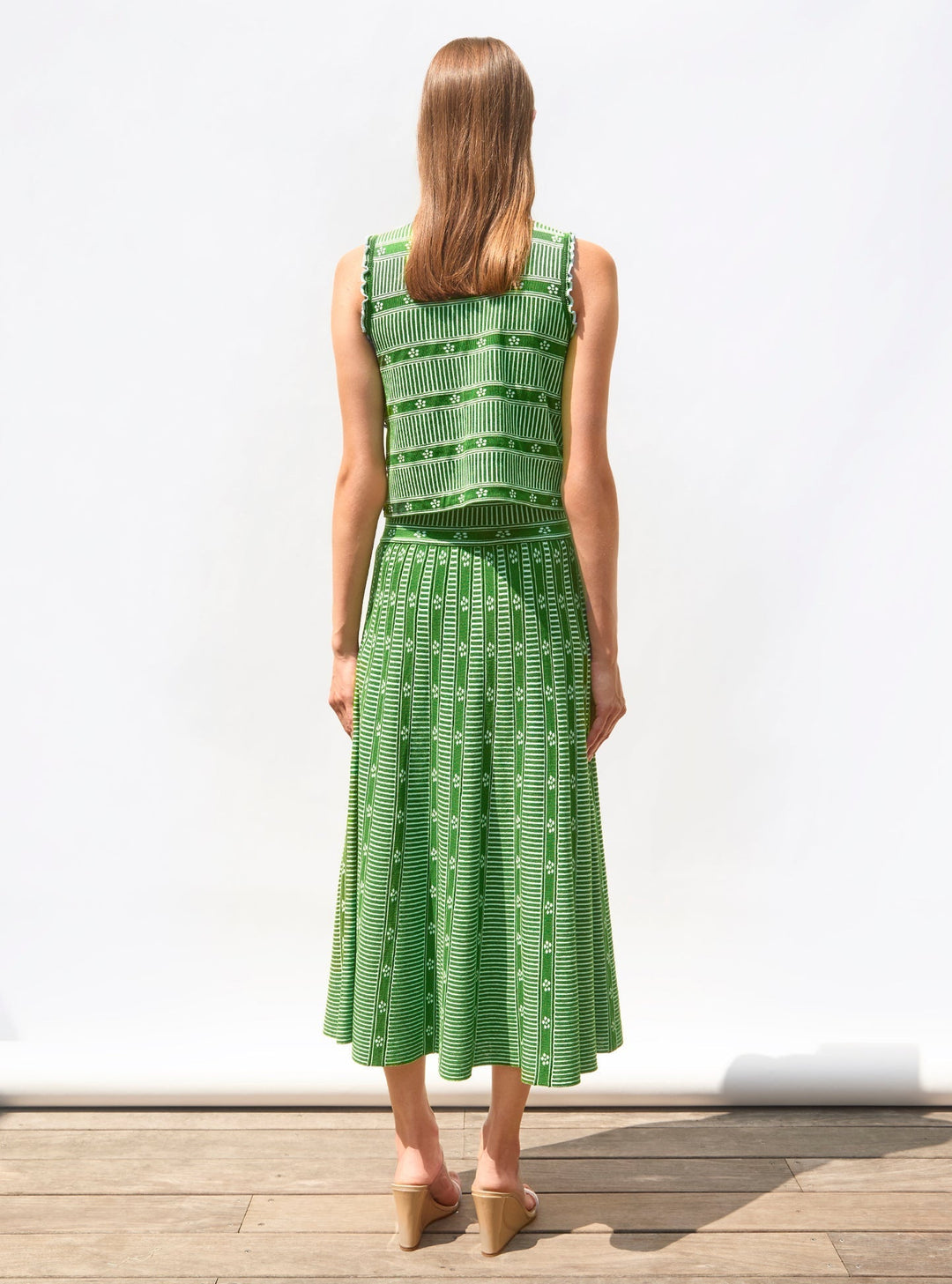 Sofia ™ - Green Floral Jacquard Skirt
