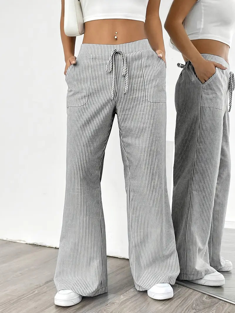 Nina™ - Elegant Striped Trousers With Pockets