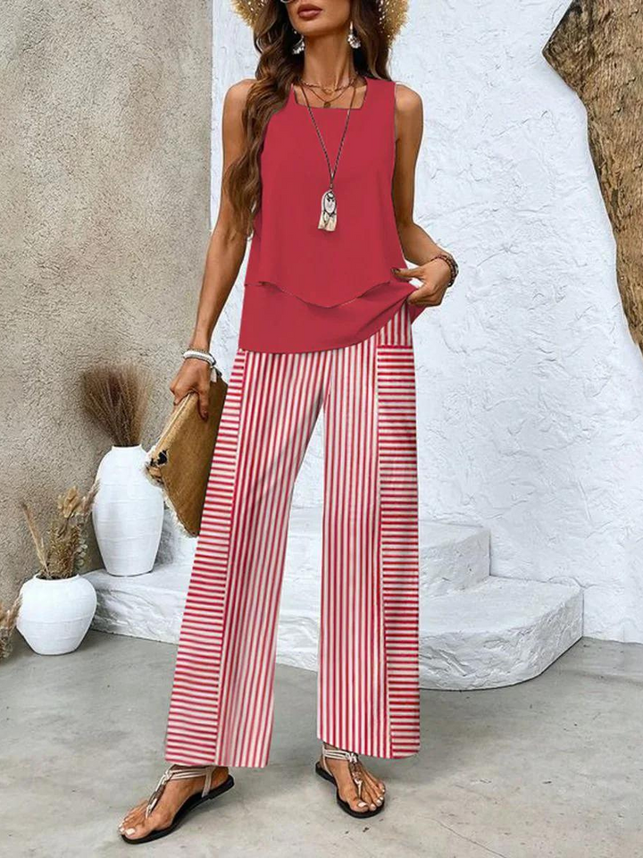 Larissa | Women’s Two-Piece Set featuring Leaf Print Trousers