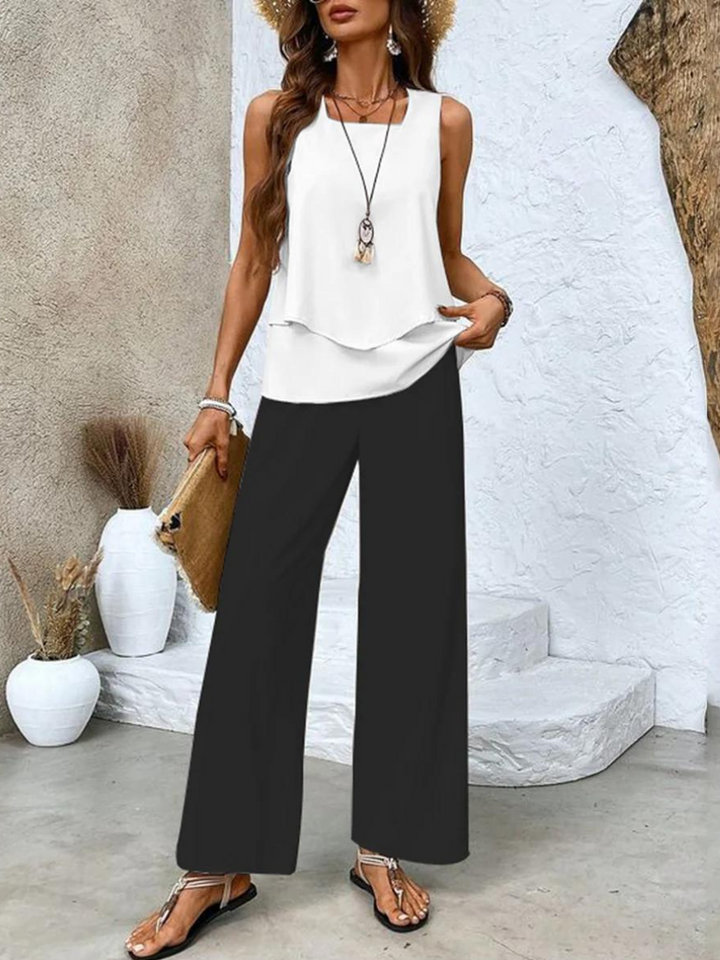 Larissa | Women’s Two-Piece Set featuring Leaf Print Trousers