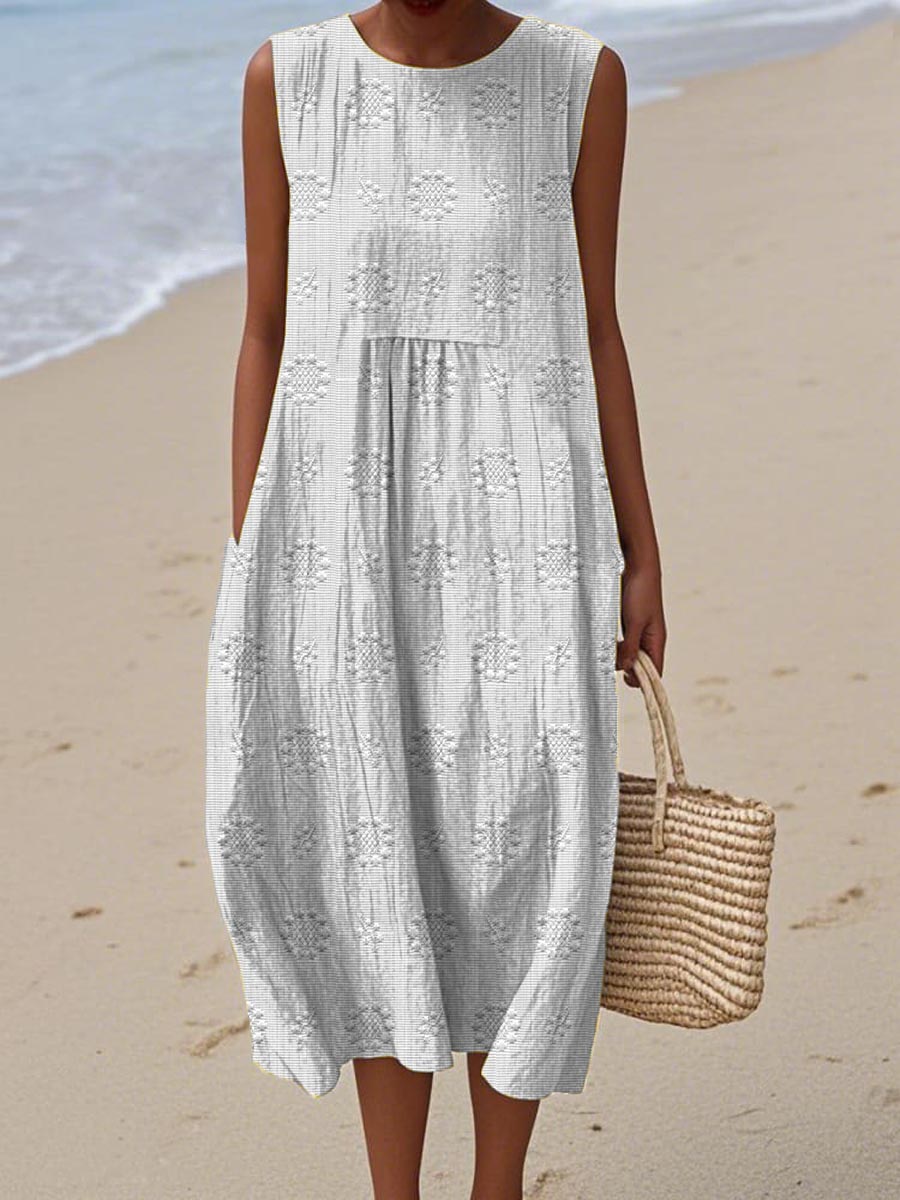 Pia™ - Elegant Sleeveless Cotton Dress with Pockets
