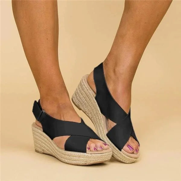 Elena | Women’s Wedge Sandals with Cross-Over Touch