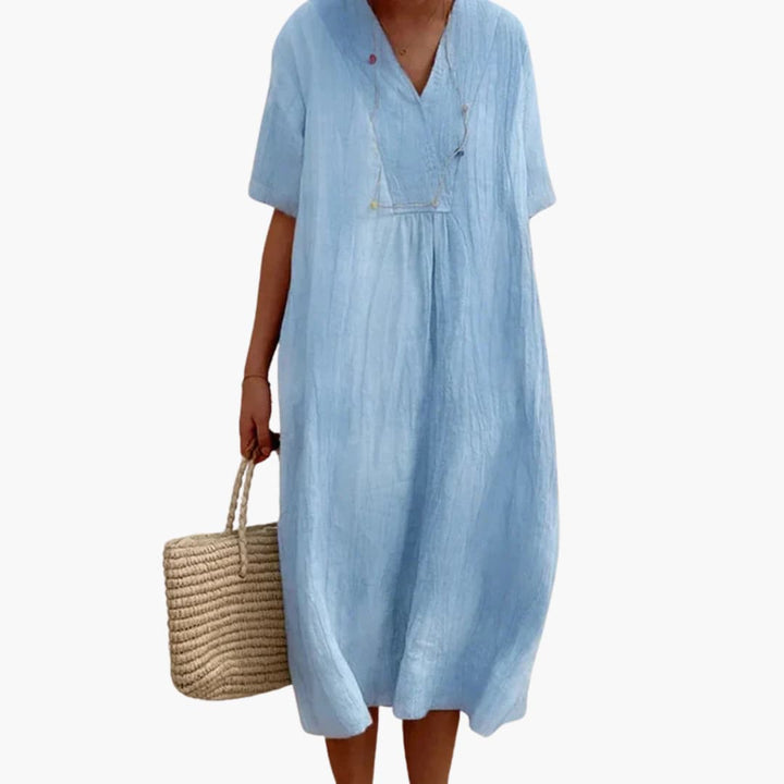 Talora | Women’s V-Neck Midi Dress in a Loose Everyday Build