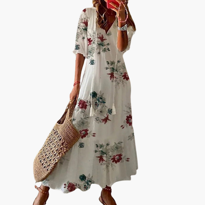 Avonelle | Women’s Printed Maxi Dress featuring Tassel Tie