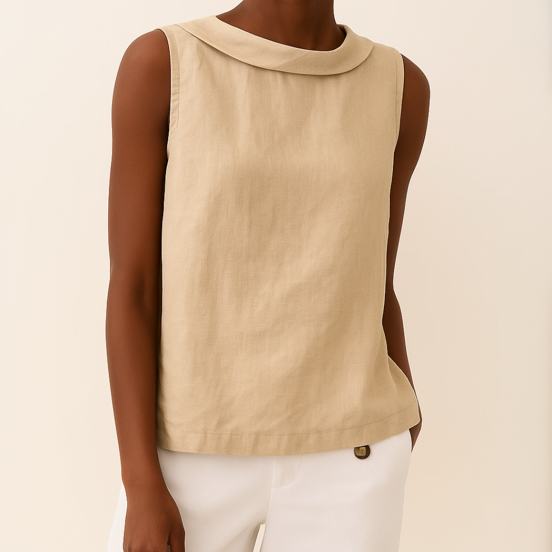 Orla | Women’s Sleeveless Top with a Folded Neck Design