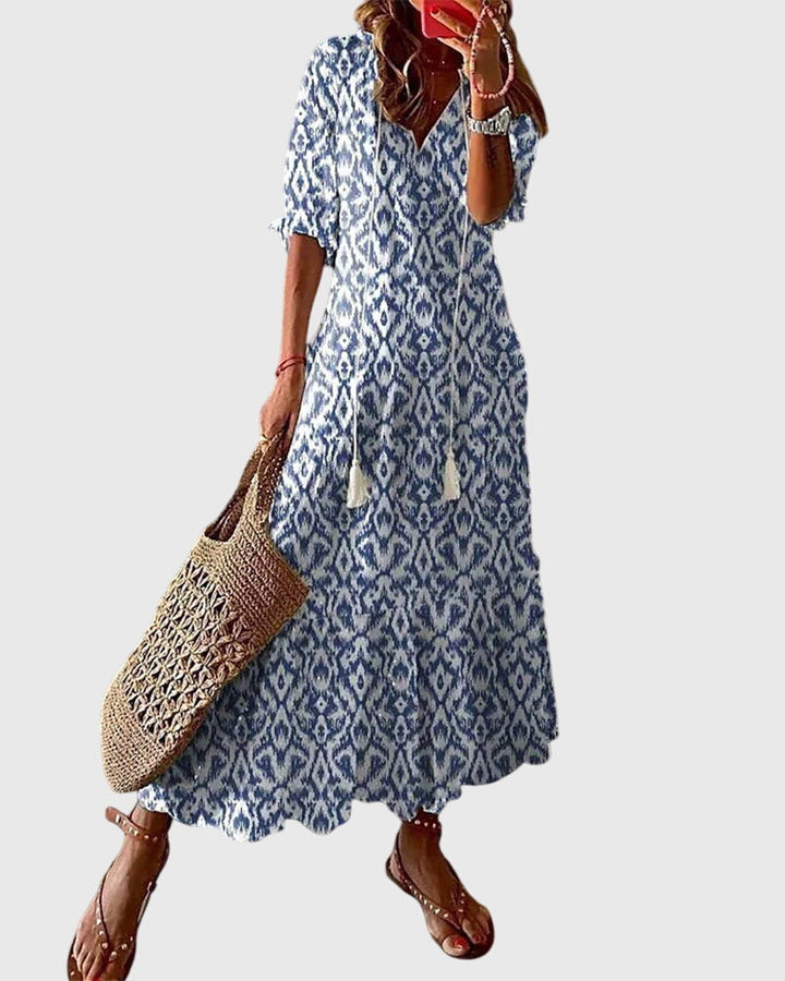 Melissa | Women’s Printed Maxi Dress for Holiday Wear