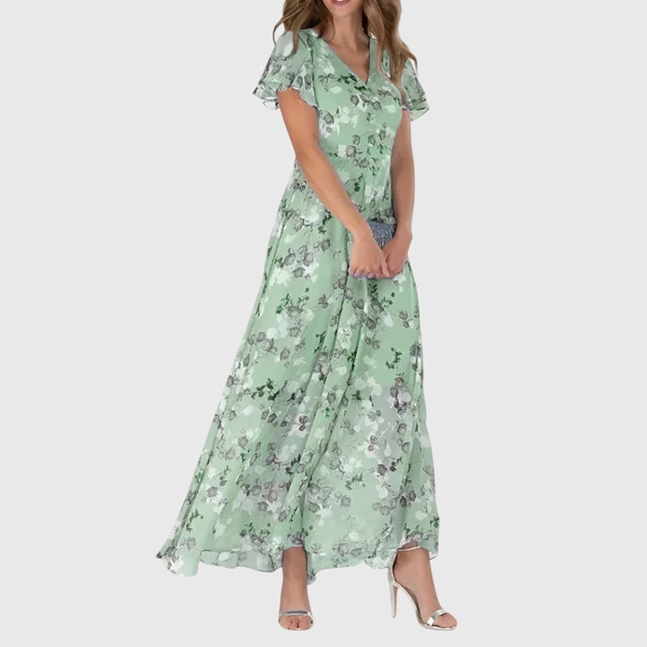 Monalie | Women’s Floral Maxi Dress with Flutter Sleeves