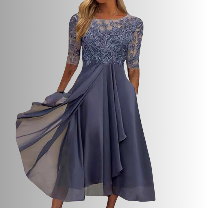 Elvira | Women’s Midi Dress featuring an Ornate Bodice