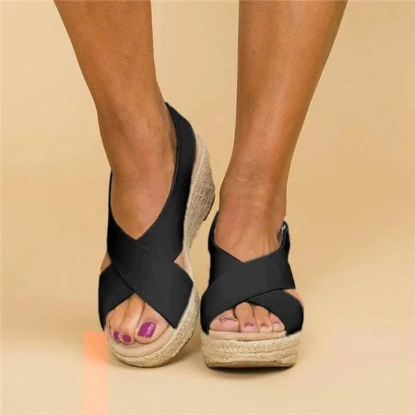 Elena | Women’s Wedge Sandals with Cross-Over Touch