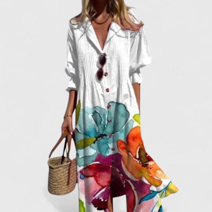 Eloise | Women’s Shirt Dress featuring an abstract pattern