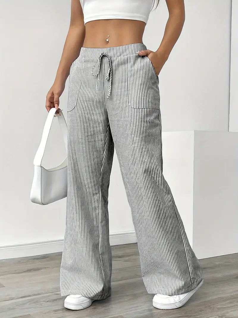 Nina™ - Elegant Striped Trousers With Pockets