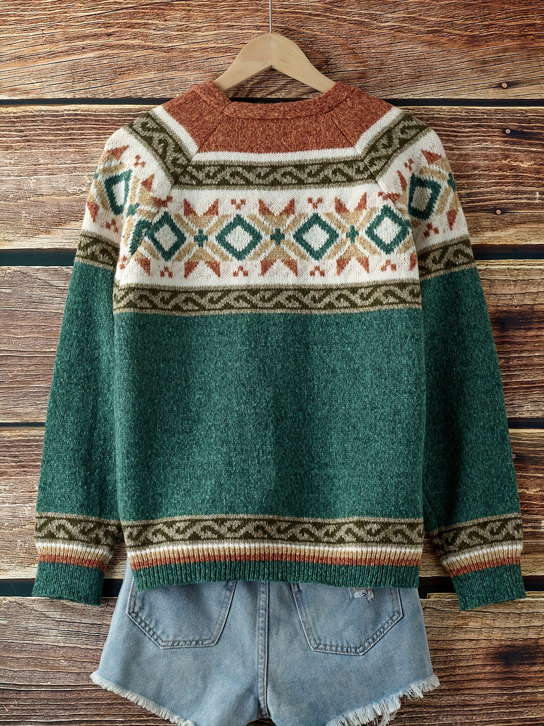 Marlène – Retro Pattern Knit Cardigan