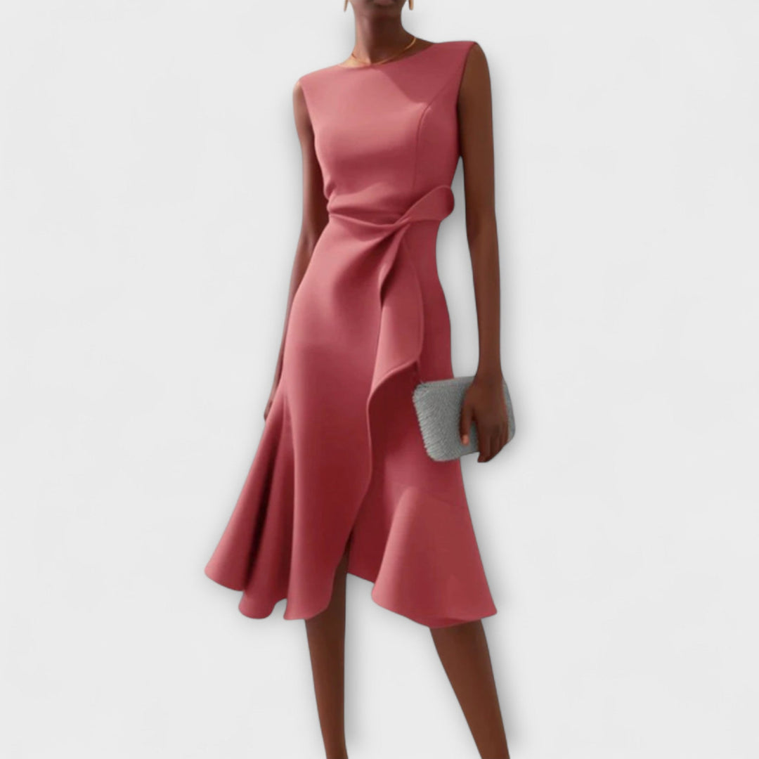 Oriana | Women’s Midi Dress with Sculpted Waist Detail