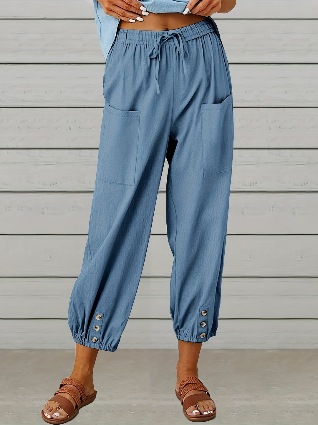 Wide Leg Capri Trousers