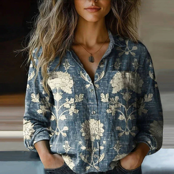 Marnie | Women’s Button-Up Blouse featuring a Paisley Visual accent