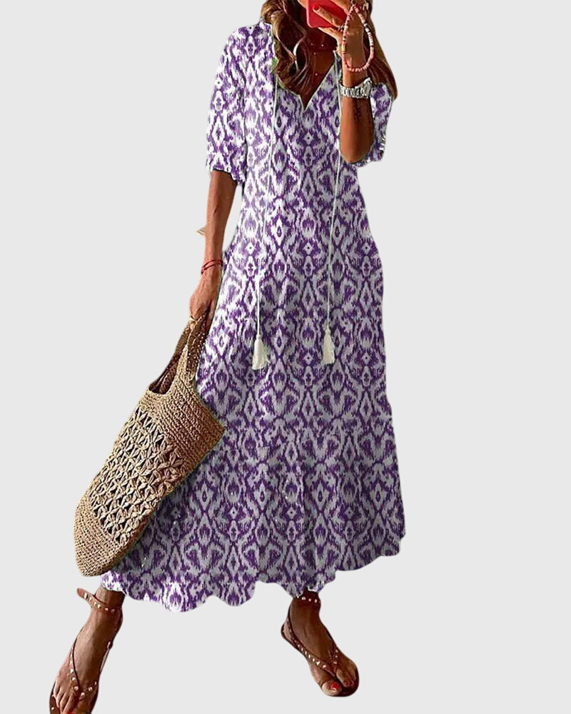 Melissa | Women’s Printed Maxi Dress for Holiday Wear