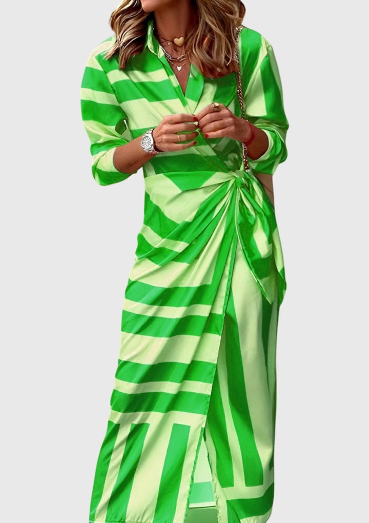 Elisendra | Women’s Printed Wrap Midi Dress featuring a Waist Tie