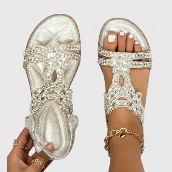 Azura | Women’s Embellished Flat Sandals for Holiday Summer