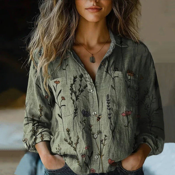 Marnie | Women’s Button-Up Blouse featuring a Paisley Visual accent