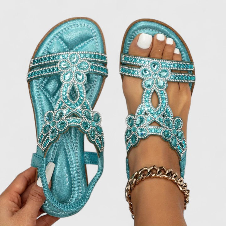 Azura | Women’s Embellished Flat Sandals for Holiday Summer