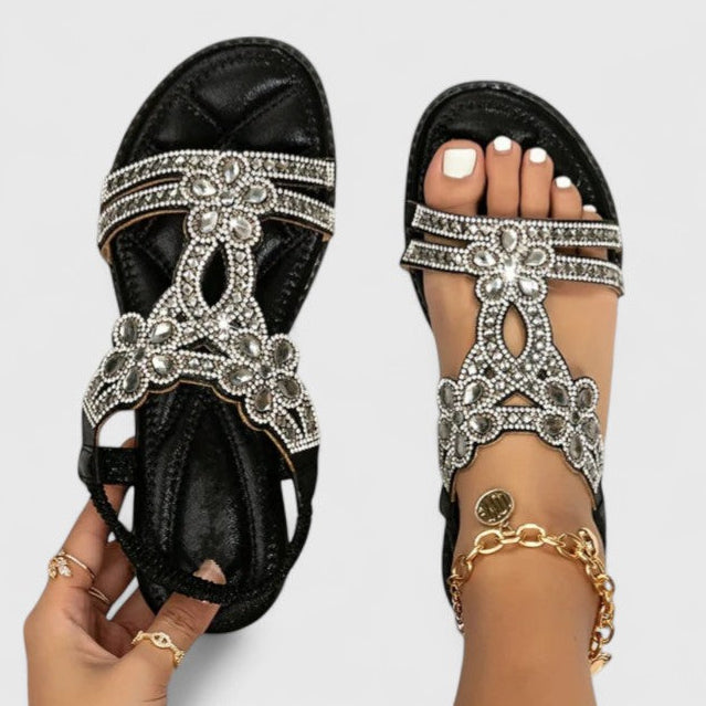 Azura | Women’s Embellished Flat Sandals for Holiday Summer