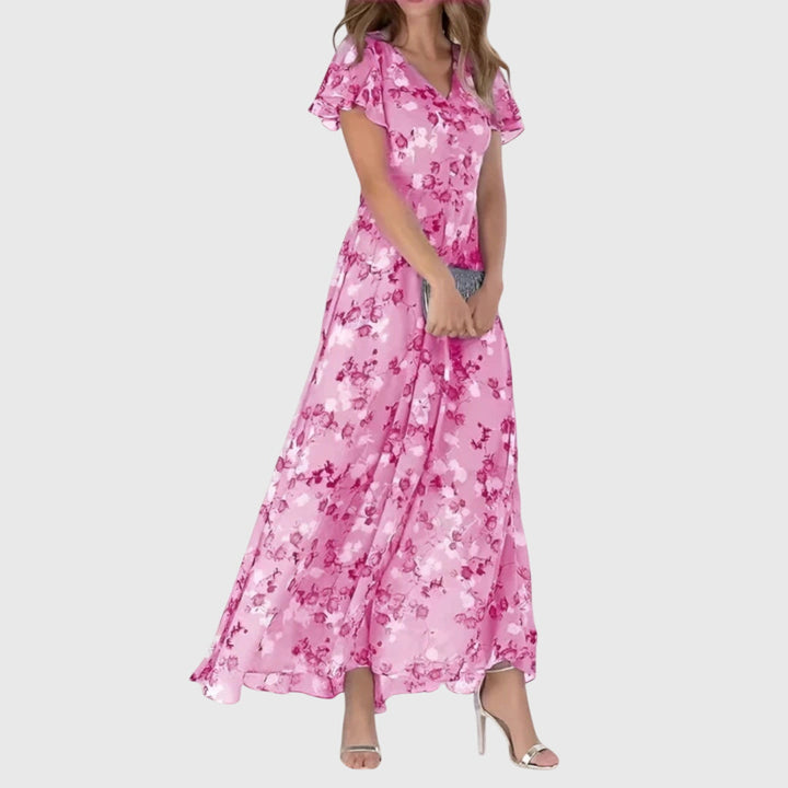 Monalie | Women’s Floral Maxi Dress with Flutter Sleeves