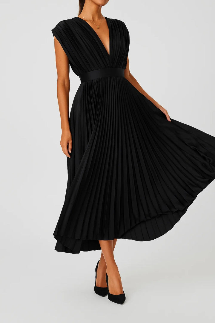 Amelina | Women’s Pleated Midi Dress designed for Elegant Events