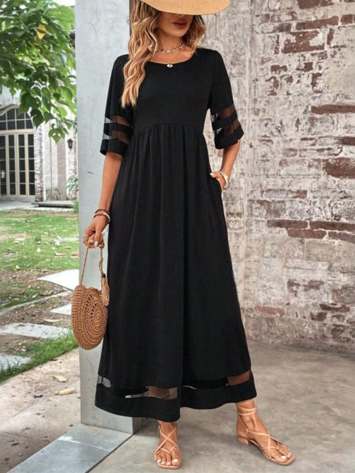 Odette | Women’s Maxi Dress with Sheer Panel Design Point