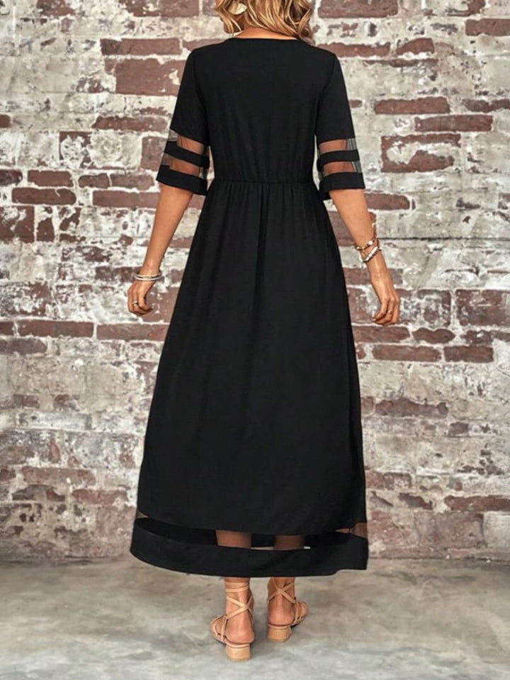Odette | Women’s Maxi Dress with Sheer Panel Design Point