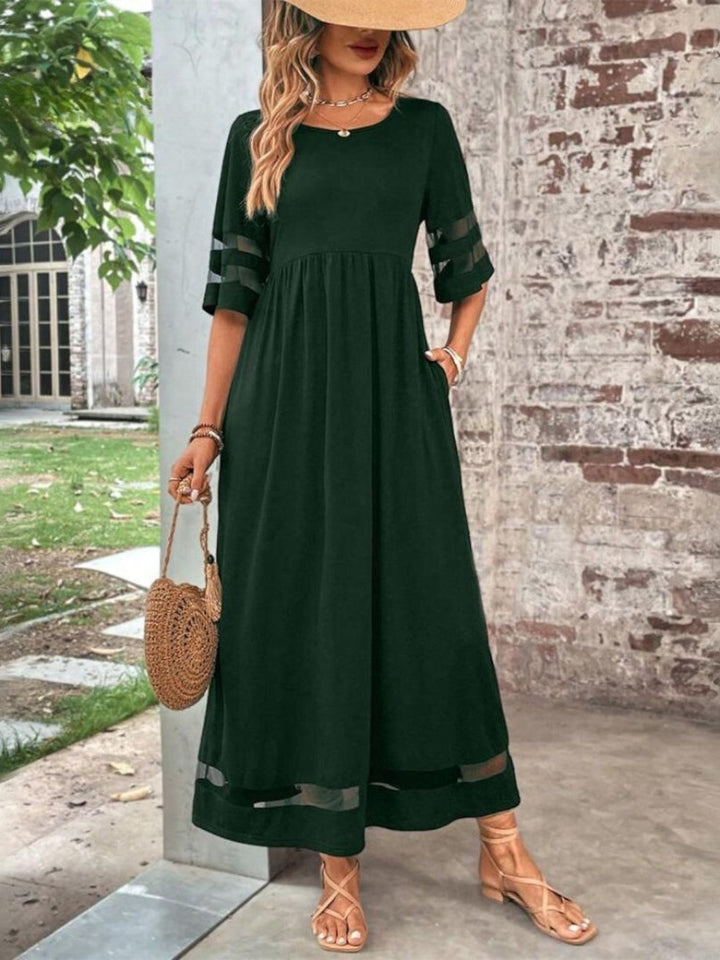 Odette | Women’s Maxi Dress with Sheer Panel Design Point