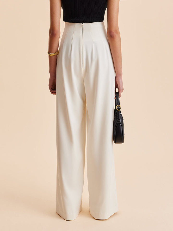Embellished High-Waist Wide-Leg Trousers