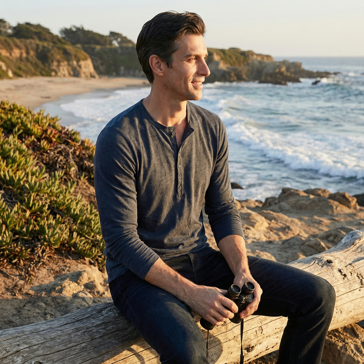 Cavero | Men’s Long Sleeve Henley designed for casual wear