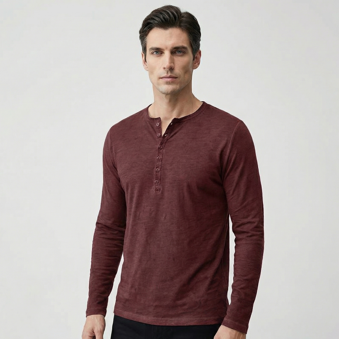 Cavero | Men’s Long Sleeve Henley designed for casual wear