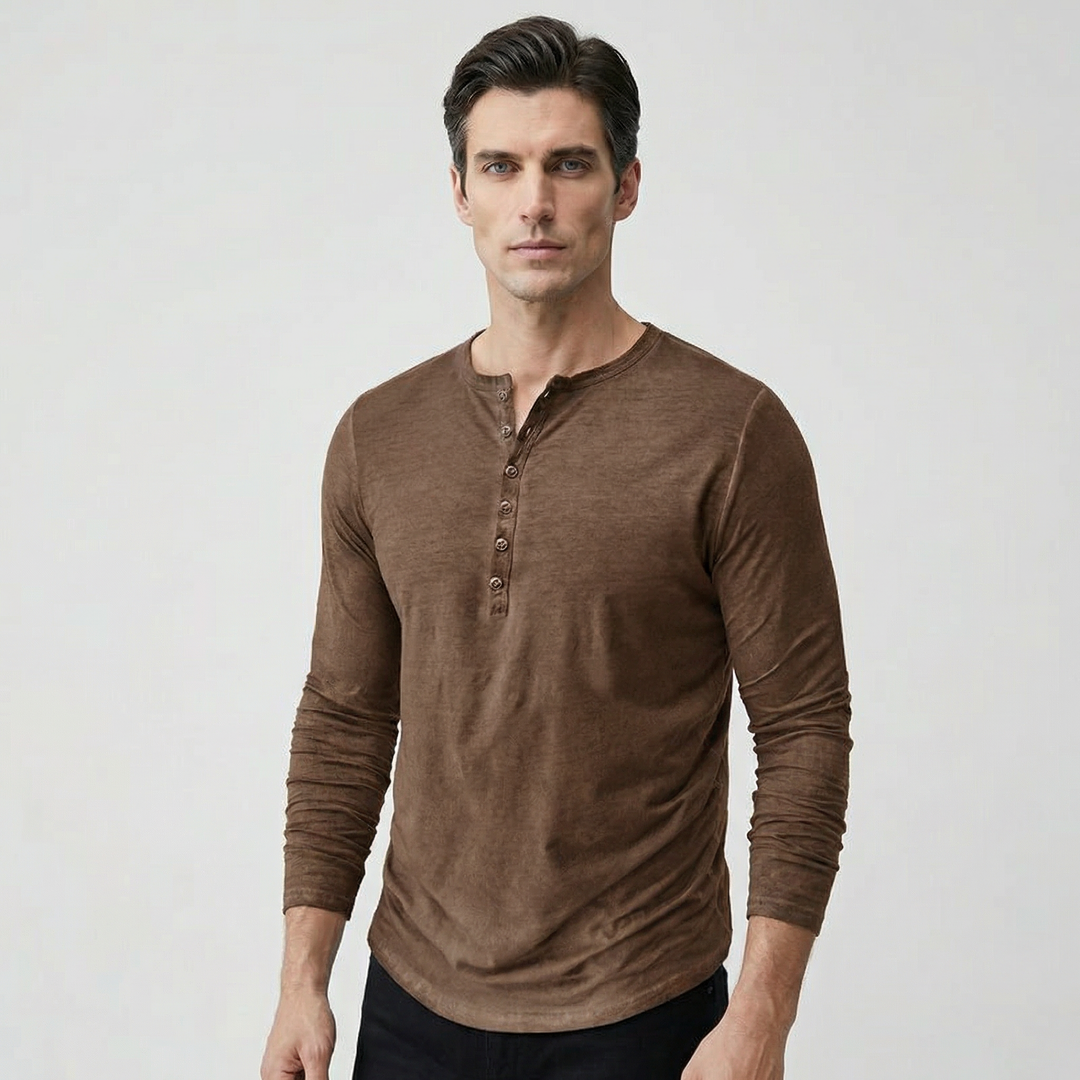 Cavero | Men’s Long Sleeve Henley designed for casual wear