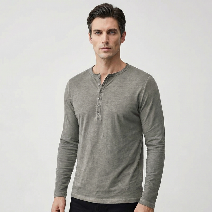 Cavero | Men’s Long Sleeve Henley designed for casual wear