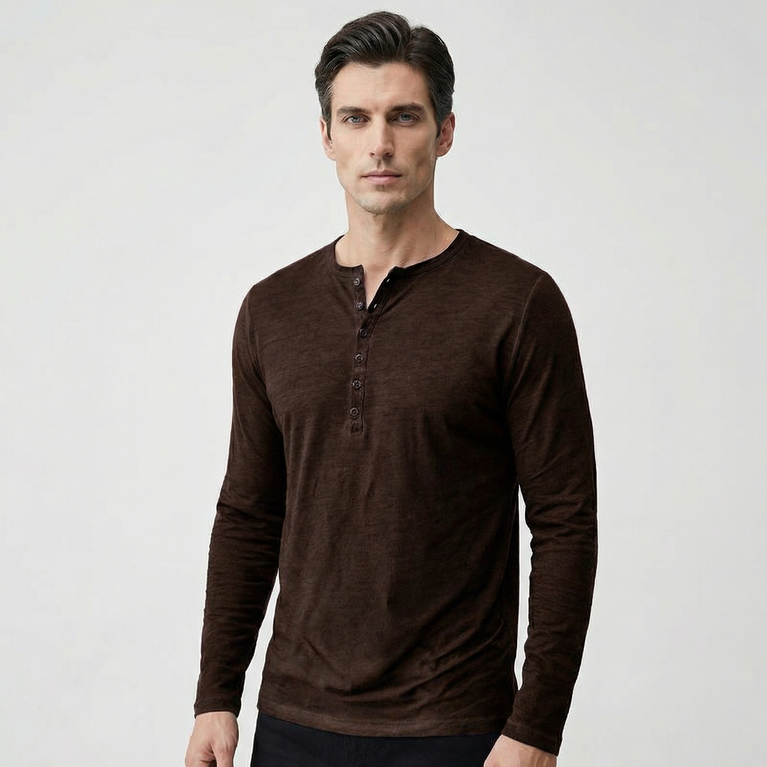 Cavero | Men’s Long Sleeve Henley designed for casual wear