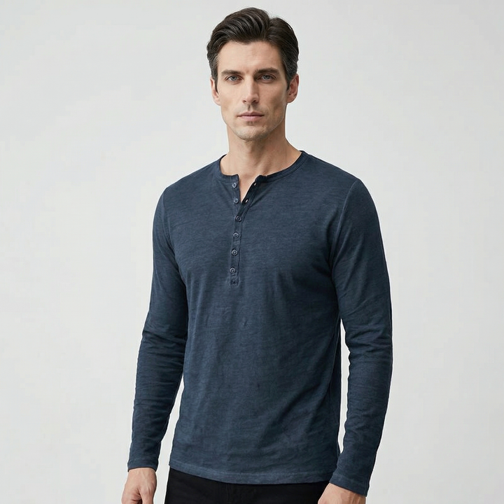 Cavero | Men’s Long Sleeve Henley designed for casual wear