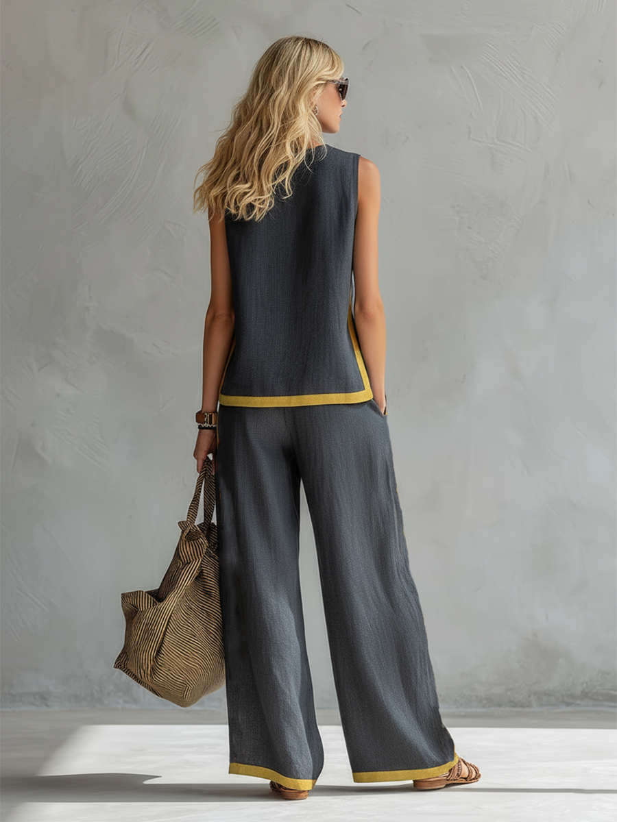 Yavelle | Women’s Two-Piece Set with Contrast Trim