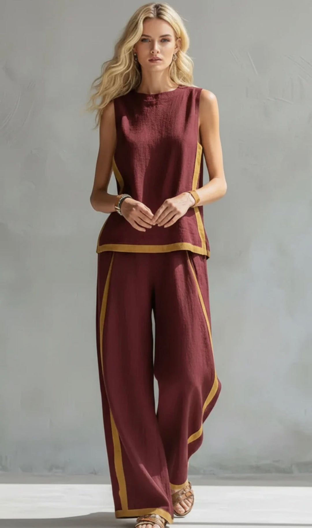 Yavelle | Women’s Two-Piece Set with Contrast Trim