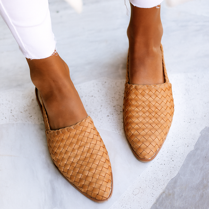 Maribel | Women’s slip-on flats featuring woven-look touch