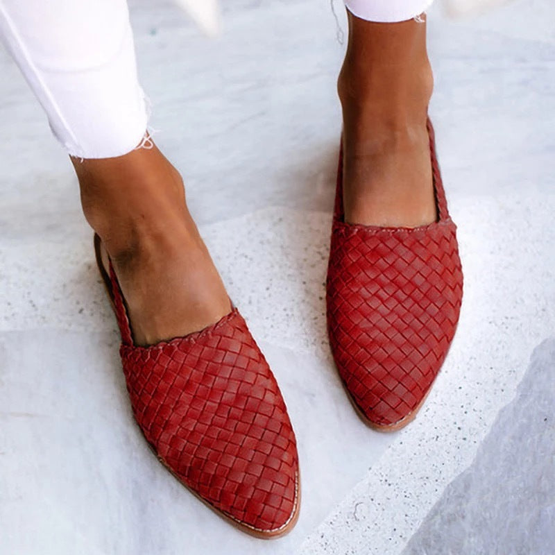 Maribel | Women’s slip-on flats featuring woven-look touch