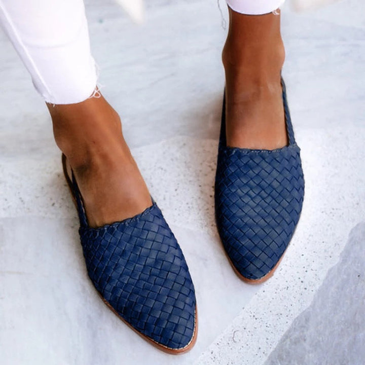 Maribel | Women’s slip-on flats featuring woven-look touch