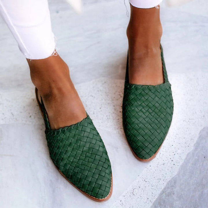 Maribel | Women’s slip-on flats featuring woven-look touch