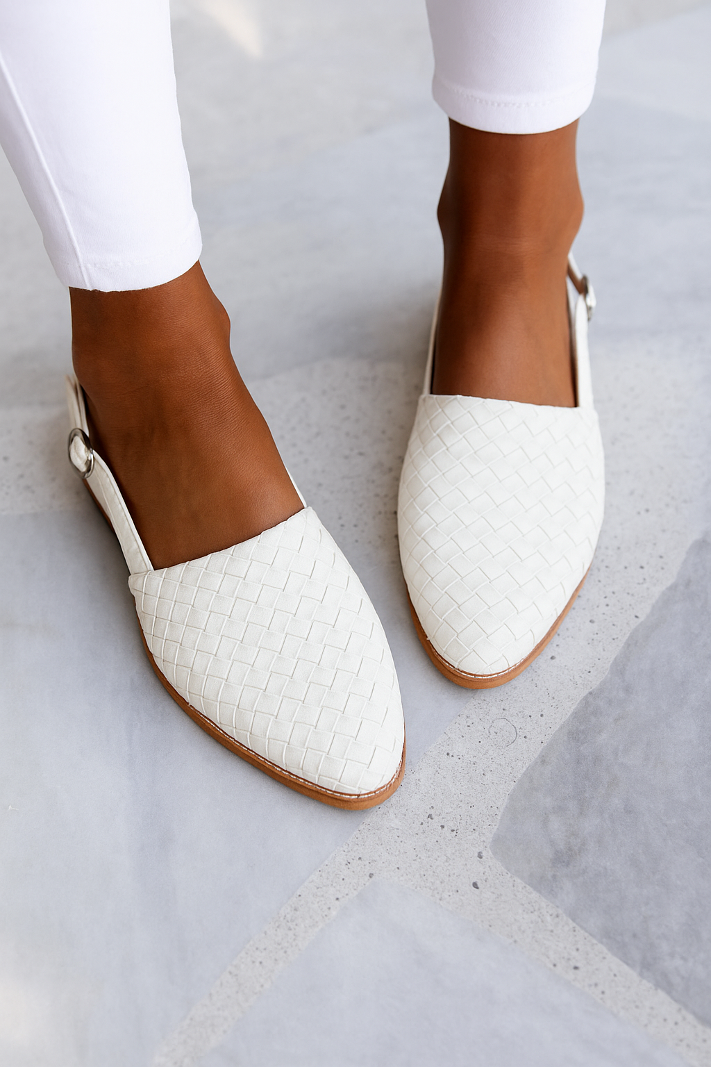 Maribel | Women’s slip-on flats featuring woven-look touch