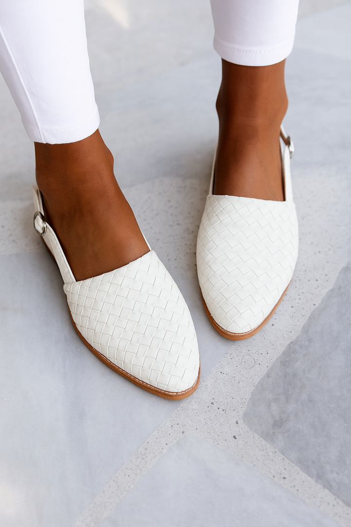 Maribel | Women’s slip-on flats featuring woven-look touch