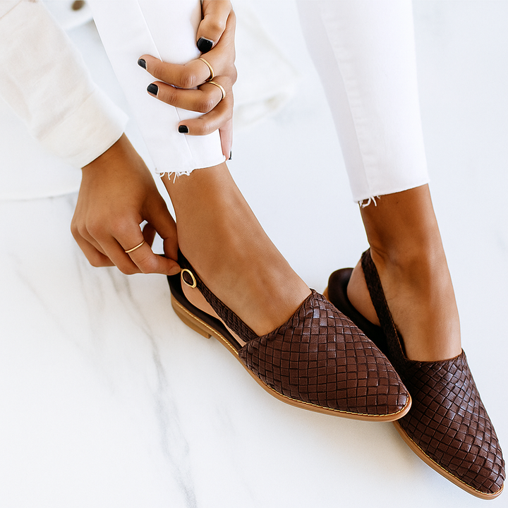 Maribel | Women’s slip-on flats featuring woven-look touch