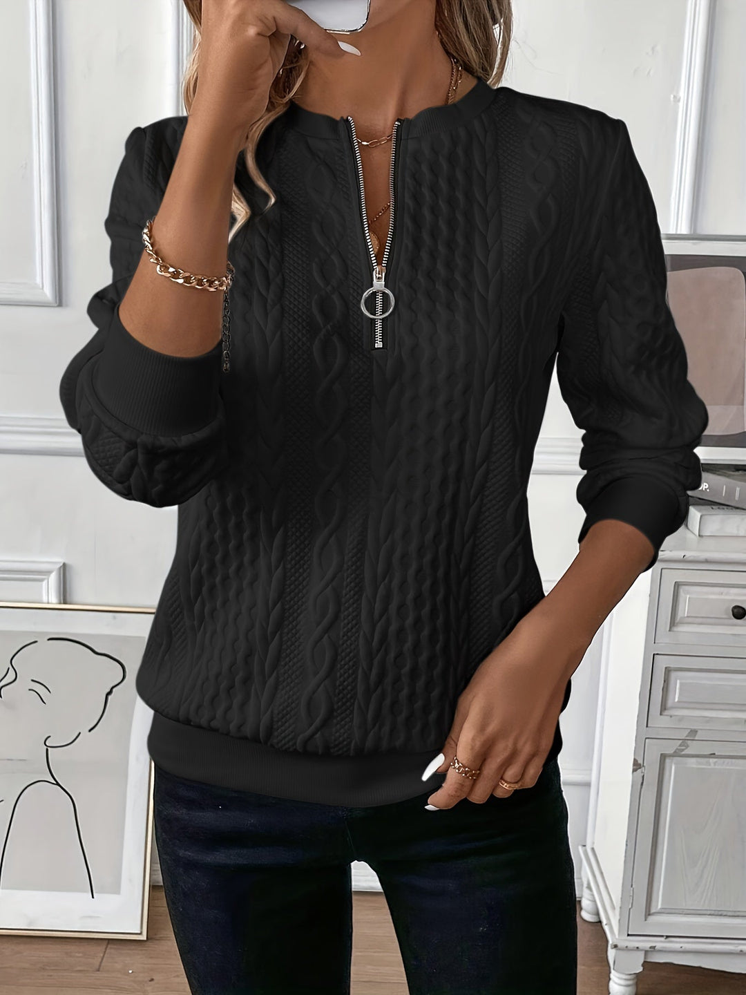 Seraphina | Women’s Zip Jumper featuring Textured Key Feature
