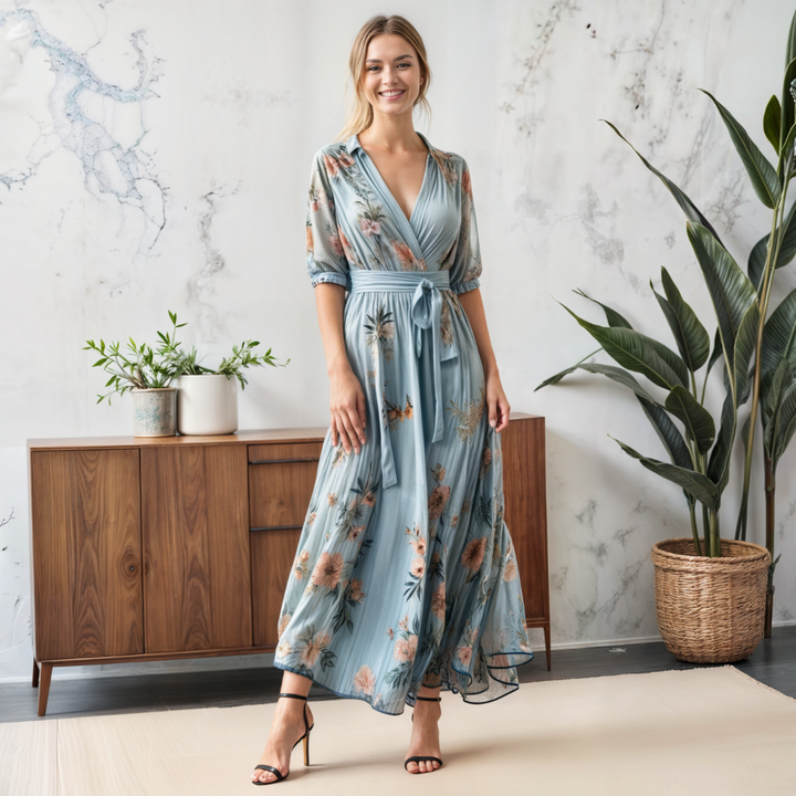 Celestina | Women’s Floral Wrap Dress featuring a Tie Waist