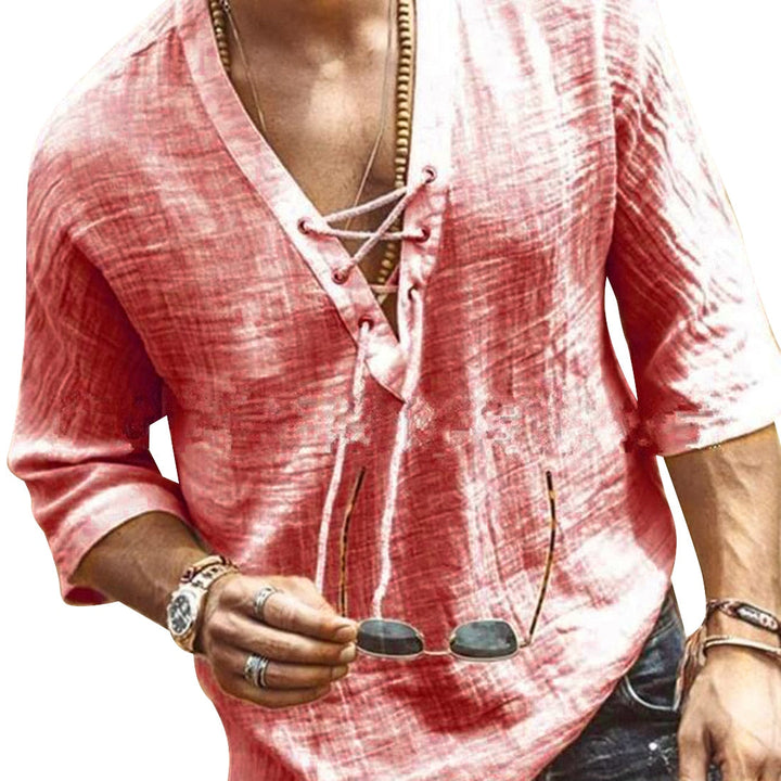 Evander | Men’s Lace-Up Shirt in a Relaxed Summer Timeless appeal